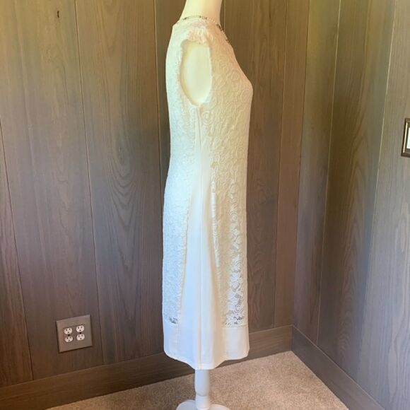 PattyBoutik Lace Overlay Ivory Dress L *NWT* - Picture 6 of 16